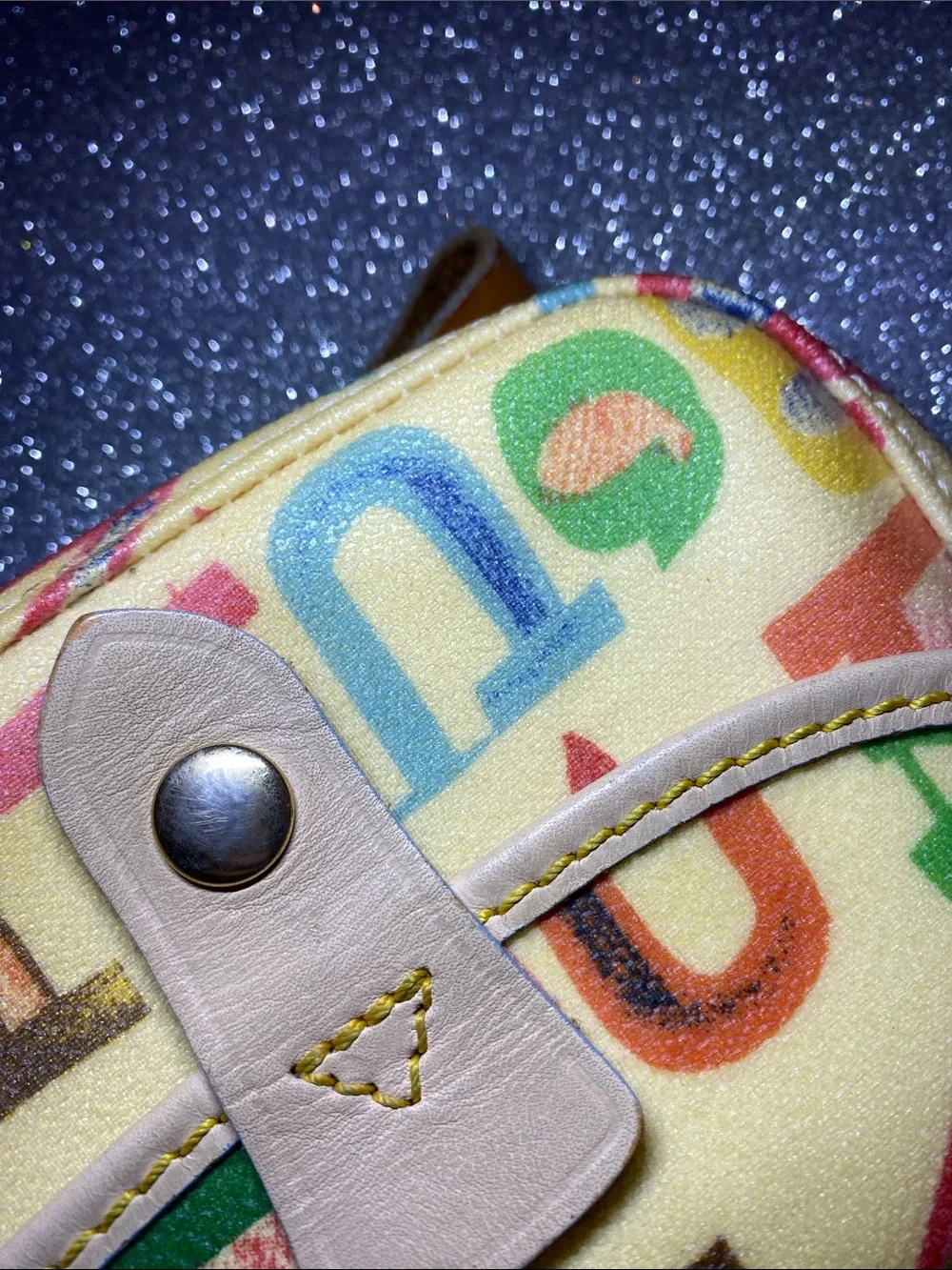 Dooney & Bourke Cream Canvas/Leather Logo Print Pattern Wristlet